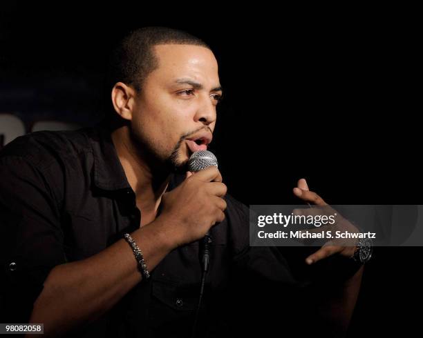 Comedian Ocean Glapion performs at The Ice House Comedy Club on March 26, 2010 in Pasadena, California.