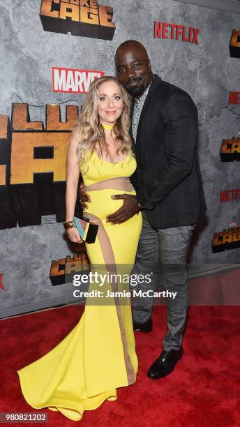 Mike Colter and Iva Colter attend the "Luke Cage" Season 2 premiere at The Edison Ballroom on June 21, 2018 in New York City.