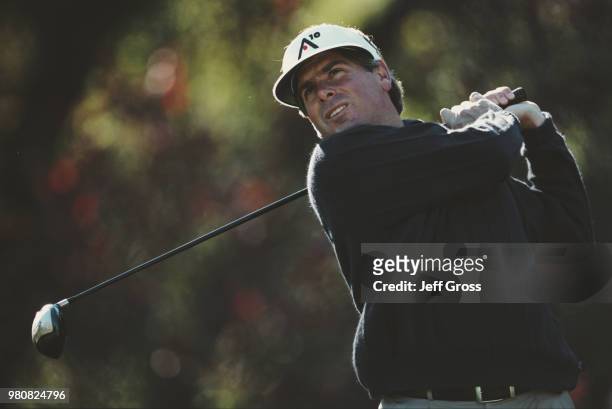 Fred Couples of the United States keeps his eye on his shot during the Williams World Challenge golf tournament on15 December 2001 at the Sherwood...