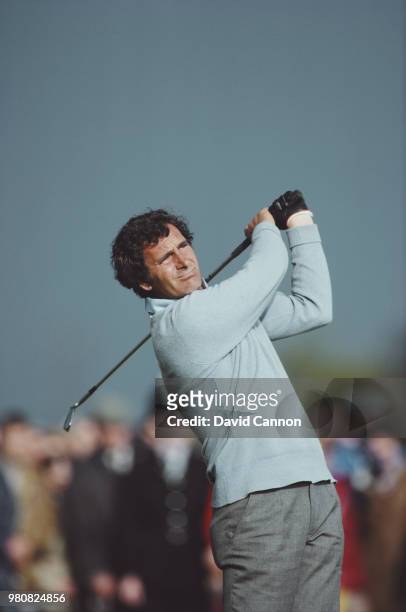 Jose María Canizares of Spain with an iron shot during the 112th Open Championship on 14 July 1983 at the Royal Birkdale Golf Club in Southport,...