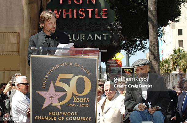 Viggo Mortensen and Dennis Hopper at Dennis Hopper's star ceremony on the Hollywood Walk Of Fame on March 26, 2010 in Los Angeles, California.