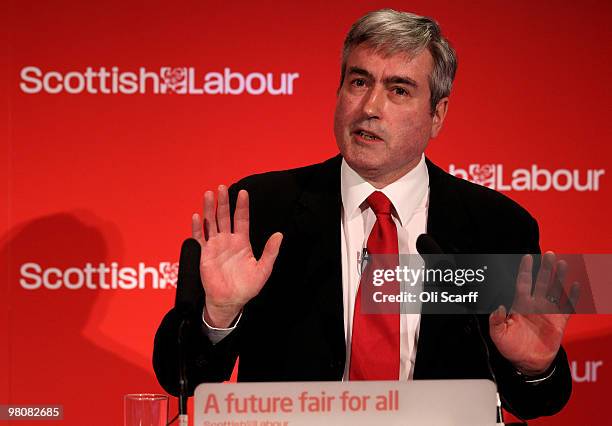 Iain Gray MSP, the Leader of the Labour party in the Scottish Parliament, addresses the Scottish Labour party conference on March 27, 2010 in...