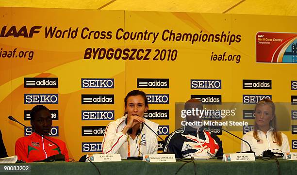 To R: Linet Masai of Kenya, Katarzyna Kowalska of Poland, Mo Farah of Great Britain and Shalane Flanagan of USA during the athletes Press Conference...