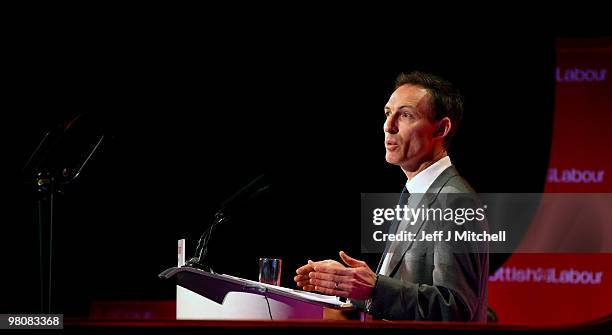 Jim Murphy MP, Secretary of State for Scotland speaking at the Scottish Labour party conference on March 27, 2010 in Glasgow, Scotland. Prime...