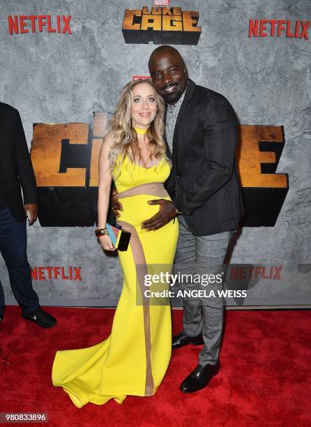 Actor Mike Colter and his wife Iva Colter attends the Netflix Original Series Marvel's Luke Cage Season 2 New York City Premiere on June 21, 2018 in...