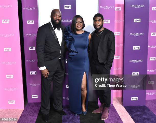 Honorees Tracy Martin and Sybrina Fulton and Jahvaris Fulton attend VH1 Trailblazer Honors 2018 at The Cathedral of St. John the Divine on June 21,...