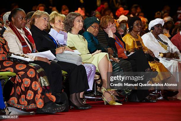 Queen Sofia of Spain , Spanish Vice President Maria Teresa Fernandez de la Vega , Liberian President Ellen Johnson-Sirleaf and Finnish President...