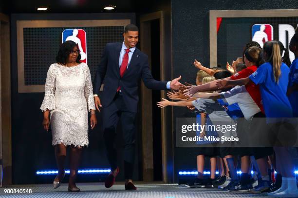 Miles Bridges introduced before the 2018 NBA Draft at the Barclays Center on June 21, 2018 in the Brooklyn borough of New York City. NOTE TO USER:...