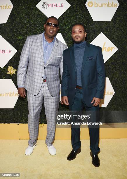 Rappers Master P and Romeo Miller arrive at the BET Her Awards Presented By Bumble at The Conga Room at L.A. Live on June 21, 2018 in Los Angeles,...