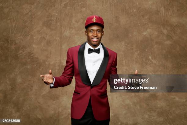 Collin Sexton poses for a portrait after being drafted by the Cleveland Cavaliers during the 2018 NBA Draft on June 21, 2018 at Barclays Center in...