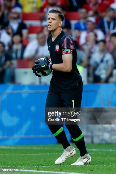Goalkeeper Wojciech Szczesny of Poland controls the ball during the 2018 FIFA World Cup Russia group H match between Poland and Senegal at Spartak...