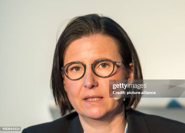 March 2018, Germany, Hamburg: Constanze Hufenbecher, Chief Financial Officer at Lufthansa Technik, speaks at the annual press conference of her...