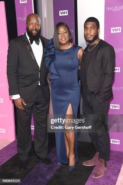 Honorees Tracy Martin, Sybrina Fulton and Jahvaris Fulton attend the 2018 VH 1 Trailblazer Honors at Cathedral of St. John the Divine on June 21,...