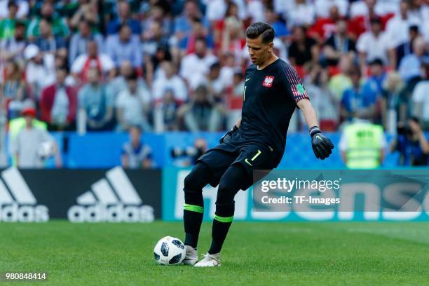 Goalkeeper Wojciech Szczesny of Poland controls the ball during the 2018 FIFA World Cup Russia group H match between Poland and Senegal at Spartak...