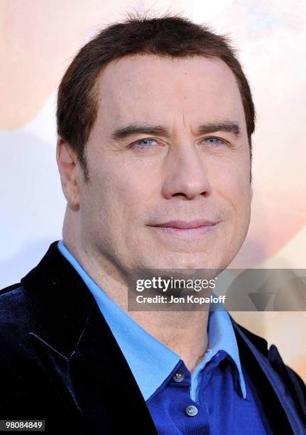Actor John Travolta arrives at the Los Angeles Premiere "The Last Song" at ArcLight Cinemas on March 25, 2010 in Hollywood, California.