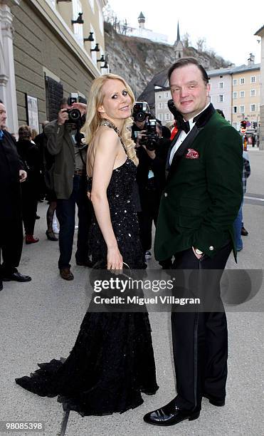 Alexander zu Schaumburg-Lippe and wife Nadja attend the opening premiere 'Goetterdaemmerung' during the Salzburg Easter Festival on March 27, 2010 in...