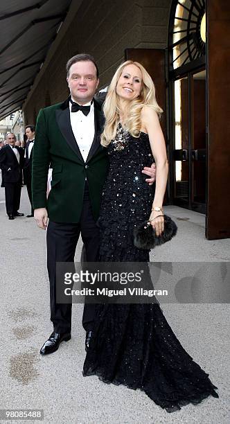 Alexander zu Schaumburg-Lippe and wife Nadja attend the opening premiere 'Goetterdaemmerung' during the Salzburg Easter Festival on March 27, 2010 in...