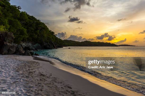 sunset at trunk bay - trunk bay bildbanksfoton och bilder