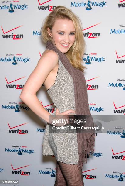 Emily Osment attends Verizon's "Experience the Magic" tour celebrating Disney's Mobile Magic Application at the Plymouth Meeting Mall on March 27,...