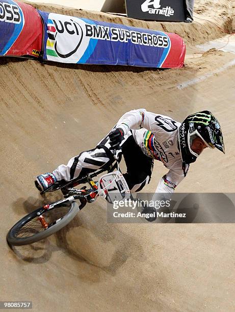 Donny Robinson of United States in action during the Elite Men's time trials qualification during the UCI BMX Supercross World Cup at Palacio...