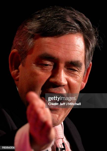 Prime Minister Gordon Brown, addresses the Scottish Labour Party conference on March 27, 2010 in Glasgow, Scotland. He told the party faithful Labour...