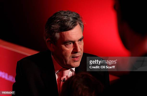 Prime Minister Gordon Brown arrives to address the Scottish Labour Party conference on March 27, 2010 in Glasgow, Scotland. He told the party...