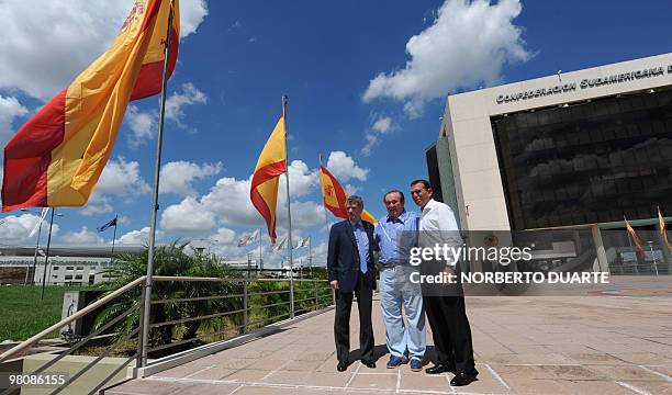 The president of Spain's Football Federation and vice-president of the FIFA, Angel Maria Villar, the president of South America's Football...