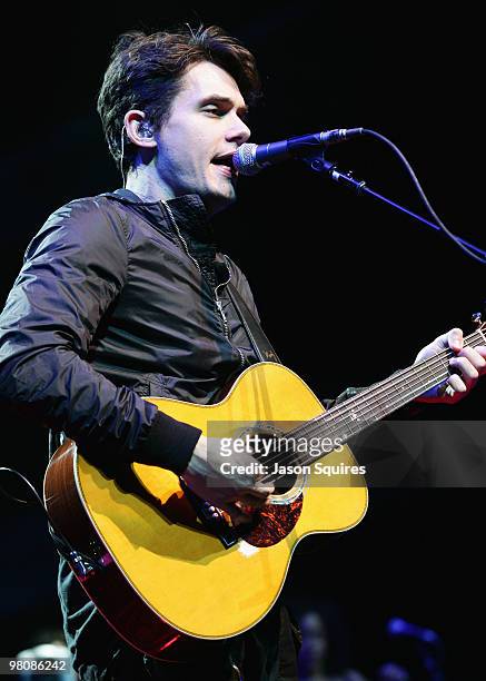 Singer/musician John Mayer performs at Sprint Center on March 22, 2010 in Kansas City, Missouri.