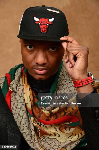 Wendell Carter Jr. Poses for a portrait after being drafted by the Chicago Bulls during the 2018 NBA Draft on June 21, 2018 at Barclays Center in...