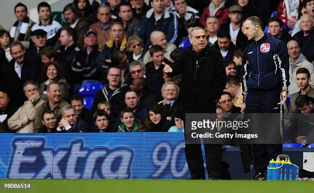 Portsmouth manager Avram Grant during the Barclays Premier League match between Tottenham Hotspur and Portsmouth at White Hart Lane on March 27, 2010...