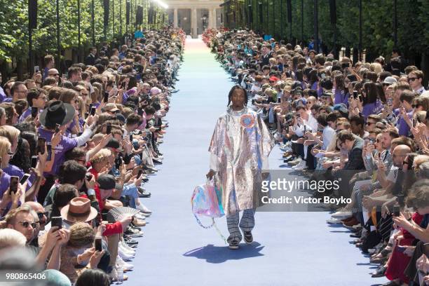 Playboy Carti walks the runway during the Louis Vuitton Menswear Spring/Summer 2019 show as part of Paris Fashion Week on June 21, 2018 in Paris,...