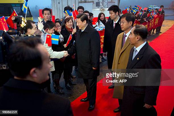 Vice President of China Xi Jinping arrives at Landvetter Airport outside Gothenburg, Sweden, on March 27, 2010. Xi Jinping is in Sweden to sign oand...