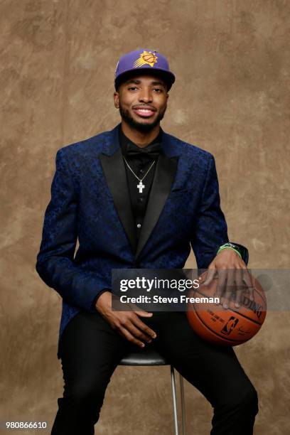 Mikal Bridges poses for a portrait after being drafted by the Phoenix Suns during the 2018 NBA Draft on June 21, 2018 at Barclays Center in Brooklyn,...