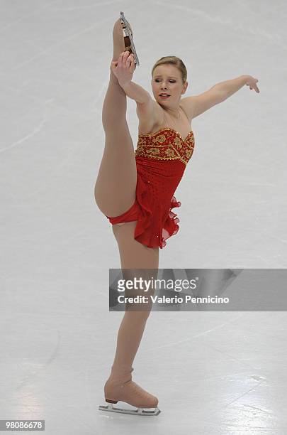 Rachael Flatt of USA competes during the Ladies Free Skating at the 2010 ISU World Figure Skating Championships on March 27, 2010 in Turin, Italy.