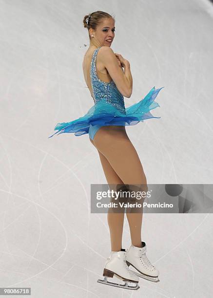 Carolina Kostner of Italy competes during the Ladies Free Skating at the 2010 ISU World Figure Skating Championships on March 27, 2010 in Turin,...