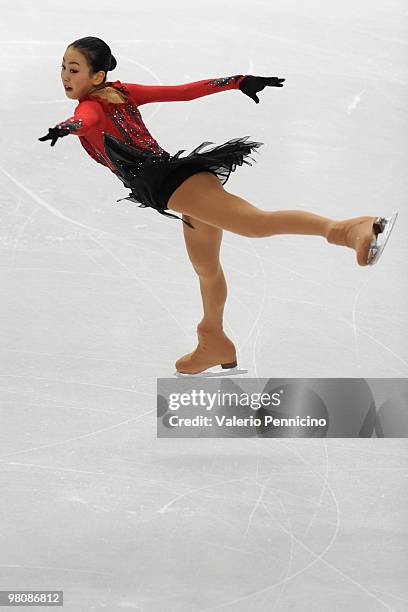 Mao Asada of Japan competes during the Ladies Free Skating at the 2010 ISU World Figure Skating Championships on March 27, 2010 in Turin, Italy.