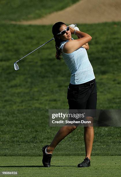 Samantha Richdale of Canada hits from the fairway on the third hole during the third round of the Kia Classic Presented by J Golf at La Costa Resort...