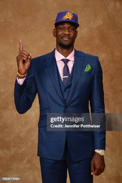 Deandre Ayton poses for a portrait after being drafted number one overall by the Phoenix Suns during the 2018 NBA Draft on June 21, 2018 at Barclays...