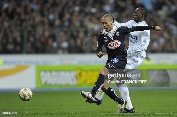 Bordeaux' midfielder Geraldo Mauricio Silva Wendel vies with Marseille's defender Souleymane Diawara during the League Cup final match Marseille vs....