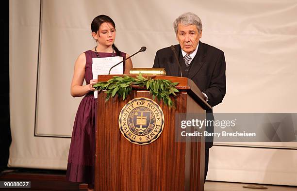 Translator Marie Anne Cross and winner Rafael Manzano Martos accepts the Richard H. Driehaus Prize at the 2010 Richard H. Driehaus Prize and Henry...