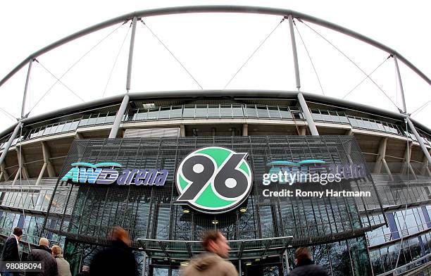 General view of the AWD Arena is taken prior to the Bundesliga match between Hannover 96 and 1. FC Koeln at AWD Arena on March 27, 2010 in Hanover,...