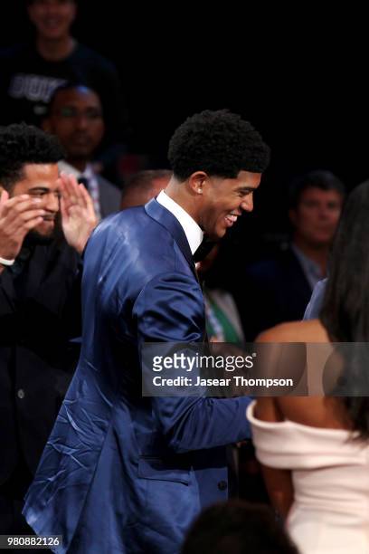 Chandler Hutchison is selected twenty-second overall by the Chicago Bulls during the 2018 NBA Draft on June 21, 2018 at Barclays Center in Brooklyn,...