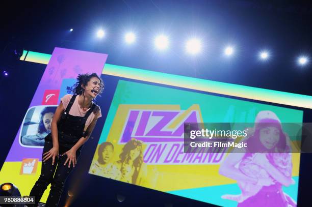 Liza Koshy appears at YouTube OnStage during VidCon at the Anaheim Convention Center Arena on June 21, 2018 in Anaheim, California.