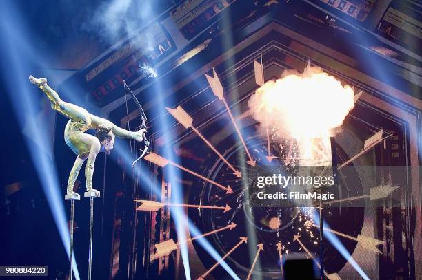 Sofie Dossi appears at YouTube OnStage during VidCon at the Anaheim Convention Center Arena on June 21, 2018 in Anaheim, California.