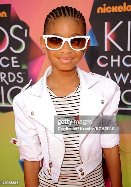 Willow Smith arrives at Nickelodeon's 23rd Annual Kids' Choice Awards held at UCLA's Pauley Pavilion on March 27, 2010 in Los Angeles, California.