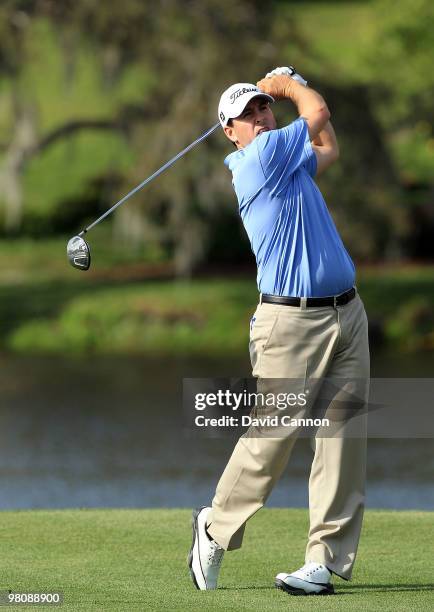Ben Curtis hits his tee shot on the 16th hole during the third round of Arnold Palmer Invitational presented by MasterCard at the Bayhill Lodge and...