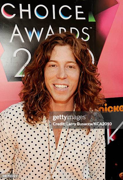 Professional snowboarder Shaun White arrives at Nickelodeon's 23rd Annual Kids' Choice Awards held at UCLA's Pauley Pavilion on March 27, 2010 in Los...