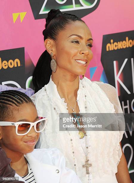Actress Jada Pinkett Smith and daughter Willow Smith arrive at Nickelodeon's 23rd Annual Kids' Choice Awards held at UCLA's Pauley Pavilion on March...