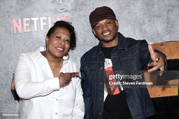 Heather B and Sway Calloway attend the 'Luke Cage' Season 2 premiere at The Edison Ballroom on June 21, 2018 in New York City.