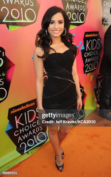 Actress Demi Lovato arrives at Nickelodeon's 23rd Annual Kids' Choice Awards held at UCLA's Pauley Pavilion on March 27, 2010 in Los Angeles,...